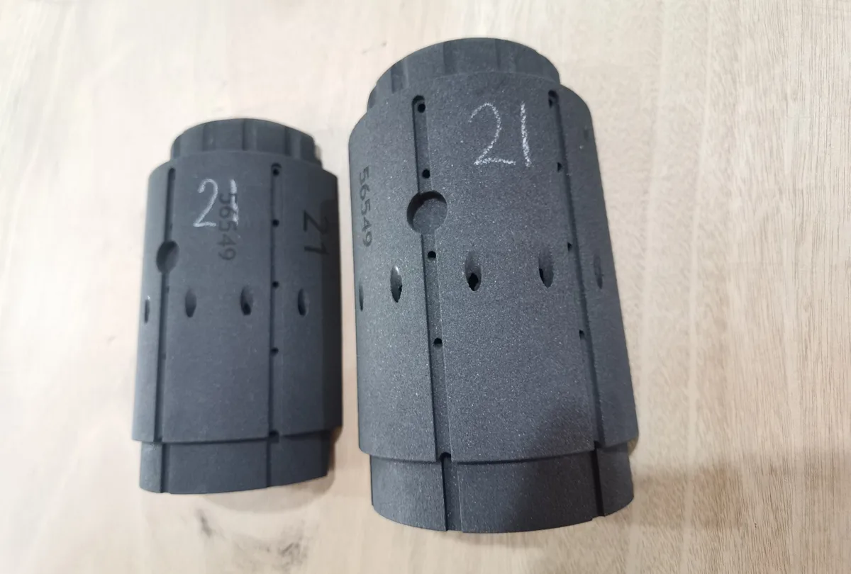 Carbon graphite mould finished pieces — CNC machined with vent holes