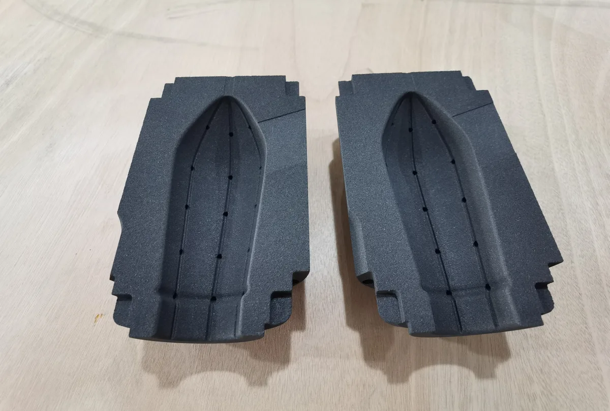 Carbon graphite mould cross-section — bottle cavity with cooling channels